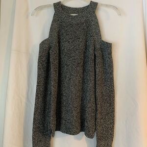 rag & bone black & white marled 'Dana Cold Shoulder Sweater'